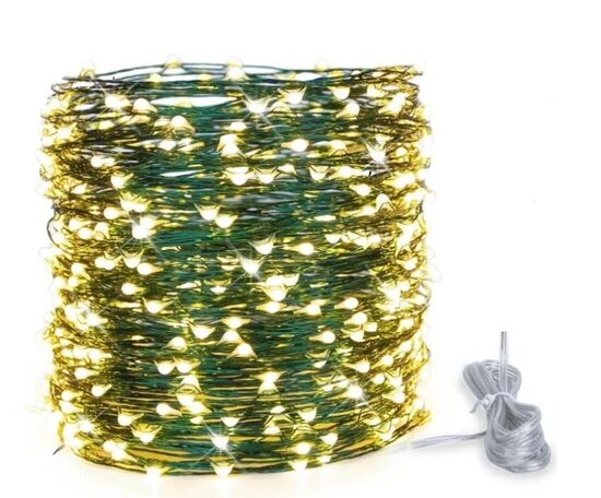 Kalėdinė girlianda 1000 LED, 30 m šiltai baltos spalvos, ant vielos